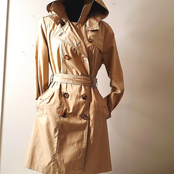 tan rain coat